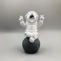 Home Bei Figurine Astronaut Statue Spaceman Décor,Desktop & Tabletop Decorative Cute Mini Space Figure Ornament,Cake Toppers Decoration and Craft Gift(Silver and White Astronaut Figurine)