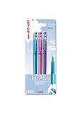 Uni-Ball UF-222-07 On Point Erasable Ballpoint Sky Blue, Pink and Violet Gel Pens. Premium 0.7mm Rollerball Tip for Smooth Handwriting. Easy-Retract Eraser for Secure and Stable Rubbing Out. Pack Of 3