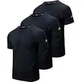 WanNiu Men's 3 Pack Workout Shirts Dry Fit Athletic Gym T-Shirts for Men Short Sleeve Mesh Moisture Wicking Shirts（3*Black-L）