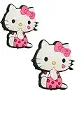 2 Hello Kitty Pink Spotty Dress Shoe Charms For Crocs & Jibbitz Wristbands