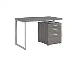 Coaster Home Furnishings Brennan Modern 3 Drawer Home Office Writing Computer Desk Silver Metal Frame Weathered Gray