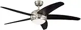 Westinghouse Ceiling Fans 72557 Bendan One-Light 132 cm Five Indoor Ceiling Fan, Opal Frosted Glass, Satin Chrome Finish with Wengue Blades