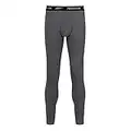 Reebok Men's Long Johns, Cotton Stretch Base Layer, Thermal Underwear with Branded Waistband Johny, Charcoal Marl, L