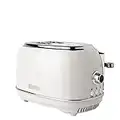 Haden Heritage White Toaster 2 Slice - Electric Stainless Steel Toaster - Economy Mode - Reheat, Cancel and Defrost Functions - Variable Browning Control - 1370-1630W