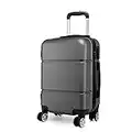 Kono Valise Cabine Rigide Bagages à Main à roulettes Légere ABS 56x38x23 cm Valises 33L Trolley de Voyage, Gris