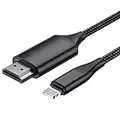 LUYUAN HDMI Cable for iPhone, HDMI Converter Cable 2.0m, iPhone/iPad/iPod to TV, HDMI Connection Cable, iOS 11, 12, 13, 14, YouTube TV Output, High Definition HD1080P black, 2M