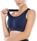 Heathyoga Sport-BH für Damen,Sport-BH mit Starkem Halt für Laufen,Training,Yoga - Weich,Atmungsaktiv und Dehnbar BLAU-XL