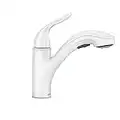Moen Brecklyn Glacier White One-Handle Single-Hole Kitchen Faucet with Pull-Out Sprayer and Power Clean, Optional Deckplate Included, 87557W, 59" Hose Length