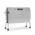 Klarstein Asador Giratorio Barbacoa, Parrilla Giratoria 2 en 1, Asador Barbacoa Electrico, Parrilla de Cerdo Extra Grande con Ruedas, Asador Pollos Giratorio Exterior Rejilla Acero Inoxidable