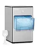 HiCOZY Countertop Nugget Ice Maker, Portable Compact Sonic Ice Maker, Produce Ice in 5 Mins, 55LB Per Day, Self-Cleaning and Automatic Water Refill, Suitable for Home, Office, Party, Bar (HAMBBS1BK)