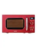 COMFEE' Retro Small Microwave Oven With Compact Size, 9 Preset Menus, Position-Memory Turntable, Mute Function, Countertop Microwave Perfect For Small Spaces, 0.7 Cu Ft/700W, Red, AM720C2RA-R