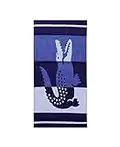 Lacoste Duke Blue 100% Cotton Large Beach Towel, Ultra-Absorbent & Fast-Drying, Machine Washable, 36" W x 72" L