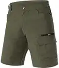 TACVASEN Hiking Shorts Men Stretch Camping Shorts Quick Dry Outdoor Shorts Lightweight Fishing Hunting Shorts, Army Green, 34