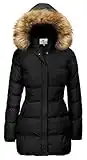 WenVen Women's Winter Thicken Warm Coat with Fur Removable Hood (Black, XL)