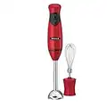 BELLA Immersion Hand Blender, Cordless Portable Mixer with Whisk Attachment - Electric Handheld Juicer, Shakes, Baby Food and Smoothie Maker, Stainless Steel, Red