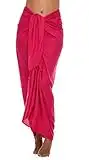 SHU-SHI - Sarong/paréo - pour femme - look de plage - à porter au-dessus du maillot de bain - taille unique - rose vif