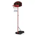 GYMAX Portable Basketball Hoop, 6.5-8.5FT Height Adjustable Basketball Hoop Stand with Fillable Base & Moving Wheels, Weather-Resistant Basketball System for Kids Youth Adult Outdoor Game Play Set