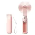 JISULIFE Handheld Mini Fan, 3 IN 1 Hand Fan, Portable USB Rechargeable Small Pocket Fan, Battery Operated Fan [14-21 Working Hours] with Power Bank, Flashlight Feature for Women,Travel,Outdoor-Pink