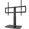 Universale TV Stand/Base TV da tavolo con supporto a parete per 32 a 70 pollici 4 livelli di altezza regolabile, Heavy Duty base in vetro temperato, regge fino a 45kgs schermi, HT03B-002P