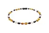 Genuine Amber Necklace from Baltic Sea Made with Polished Cognac Polished Cherry and Moonstone 33 cm (13 Inches)