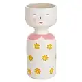 Baroni Home Vaso Pop, Soprammobile Moderno Dipinto a Mano, Statuetta da Interno o Esterno, Vestito Colletto Rosa, 10X10X21 cm