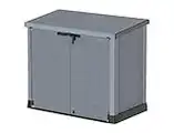 Duramax Cedargrain StoreAway 1200L Plastic Garden Storage Shed/ Flat Lid, Outdoor Storage, Wheelie bin box, Durable Construction– Ideal for Tools, Bikes, BBQs & 2x 240L Bins, 145x85x125 cm, Grey