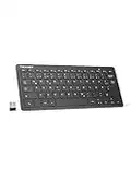 TECKNET Slim Kabellose Tastatur, Deutsches Layout QWERTZ, 2.4 GHz, 78 Tasten Mini Wireless Tastatur mit Nano USB Empfänger für Windows 11/10/8/7/Vista/XP and Android Smart TV - Schwarz