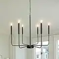 ETONIMERR Matte Black Chandelier Ceiling Light Fixtures 6 Lights Farmhouse Pendant Light Fixture, 26in Industrial Rustic Chandeliers for Dining Room Kitchen Island Living Room Foyer