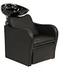 Buy-Rite Salon & Spa Equipment Lexus Shampoo Backwash Station–Chair and Bowl Unit for Salons and Spas-Tilting Porcelain Hair Wash Bowl and Extra Wide Chair Combo with All Hardware, Black, TS-8018B-BLK