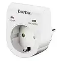 Hama Überspannungsschutz Adapter für z.B. Telefonanlage, Computer, Hifi und TV-Geräte, bis 3500 W, 230 V, doppelte LED-Statusanzeige, weiß