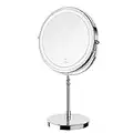 Lighted Makeup Mirror, 8" Rechargeable Double Sided Magnifying Mirror with 3 Colors, 1x/10x 360° Rotation Touch Screen Vanity Mirror, Brightness Adjustable Magnification Cosmetic Light up Mirror