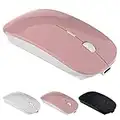 Tsmine Slim Rechargeable Bluetooth Mouse Cordless Rechargeable Wireless Optical Mouse for Laptop PC Macbook Air/Pro iMac iPad iPhone Surface Chromebook Dell-Rose Gold