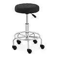 Physa Tabouret De Bureau À Roulettes Roulant Coiffeur Travail Siège Chaise STUTTGART BLACK (Capacité 150 kg, Hauteur 52-66 cm, Ressort à gaz, Acier Chromé, Cuir Synthétique)