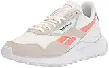 Reebok Entrenador cruzado Legacy Az de cuero clásico para mujer, Blanco/Moonstone/Orange Flare, 38.5 EU