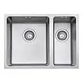 JASSFERRY Undermount Stainless Steel Kitchen Sink 1.5 One Half Bowls Righthand Smaller Bowl with Strainer Waste Pipe Kit, 590 X 440 mm