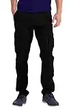 westAce Mens Straight-Fit Stretch Cargo Trousers Heavy Duty Easy Care Multi-Pockets 100% Cotton Hiking Work Safety Classic Essential Cargo Pants 32W-44W (Black, 34W / 32L)