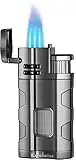 Castelar Torch Lighter Triple Jet Flame Refillable Butane Cigar Lighter with Cigar Punch Rest Holder - Butane Not Included