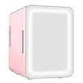 VNIMTI Mini Skin Care Fridge 4 Liter/6 Cans, Portable Beauty Fridge with Led Mirror, Small Compact Refrigerator Cooler & Warmer for Dorm, Bedroom, Car, Office (4L- Pink)