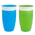 Munchkin Miracle 360 Sippy Cup, Toddler Cup, BPA Free Baby & Toddler Cups, Non Spill Cup, Dishwasher Safe Baby Cup, Leakproof Childrens Cups, Baby Sippy Cup 12+ Months - 10oz/296ml, 2 Pack, Blue/Green