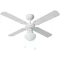 Bestron Ventilatore a soffitto con lampada, Ø 102 cm, 50 W, Bianco/Acero