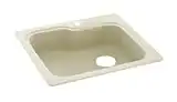 Swanstone KS03322SB.037 Solid Surface 1-Hole Drop in Single-Bowl Kitchen Sink, 33-in L X 22-in H X 10-in H, Bone
