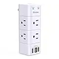 USB Outlet Extender Surge Protector with Rotating Plug, 6 AC Multi Plug Outlet and 3 USB Ports , 1680 Joules, 3-Sided Swivel Power Strip with Spaced Outlet Splitter for Home, Office, Travel