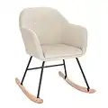 WOLTU Chaise à Bascule en Velours,Fauteuil Relax Fauteuil à Bascule Crème Blanc SKS16cm