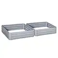 Outsunny Lot de 2 carré Potager de Jardin dim. 100L x 100l x 30H cm - tôle d'acier ondulée Gris