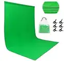 Miorkly Green Screen 1.8×2.8m Photo Backdrop,Thicken Green Cloth Backdrop,Foldable Green Screen Rollup Cloth Photo with 6 Piece Clips+Bag,for Photo Wall Photo Studio Photography(Stand not included)