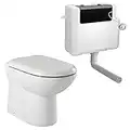 VeeBath Pro Bathroom D Shaped White Modern Back to Wall BTW WC Toilet Pan with Soft Close Seat & Concealed Cistern - 550mm Projection