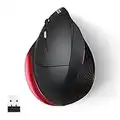 Perixx PERIMICE-718, Souris Verticale Sans Fil, 6 Boutons, 3 Niveaux DPI, Design Ergonomique pour gauchers - Rouge et Noire