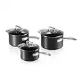 Le Creuset Set de 3 Casseroles Anti-Adhérentes en Aluminium Forgé, 16, 18 et 20 cm, Anthracite/Argenté,51803000010002