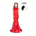 Aepotumn Cruella Deville Costume Dress Girls Red Dress Outfit Long Tail Party with Wig for Kids 5-12 Years