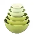 LOK-OSEMILE Melamine Mixing Bowls with Lids - 12 Piece Nesting Bowls Set 6 Bowls and 6 Lids, Mixing Bowl Set (Green Ombre)